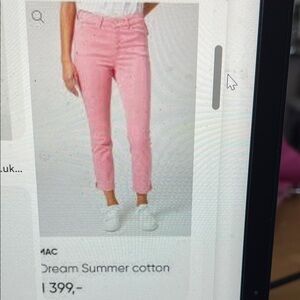 MAC dream summer Women's Soft Pink Cropped Jeans with ankle slit - nwt